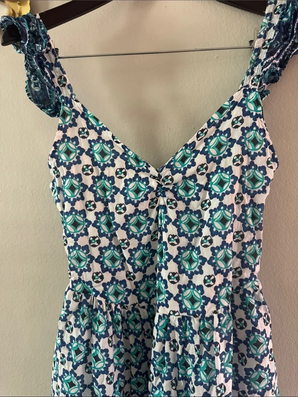 Lucky Brand Teal and White Floral Maxi Dress